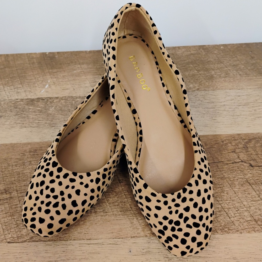 BAMBOO Slip On Shoes Flats Cheetah Leopard Animal Print Women's Size 6.5